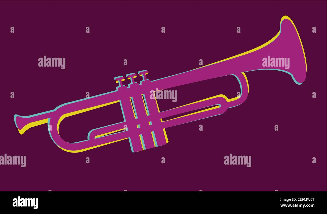 Tromba strumento in ottone utilizzato nella musica classica e jazz Illustrazione Vettoriale