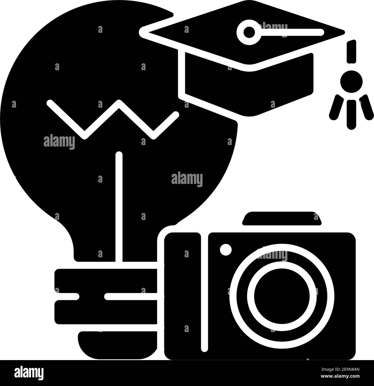 Workshop fotografico icona glifo nero Illustrazione Vettoriale