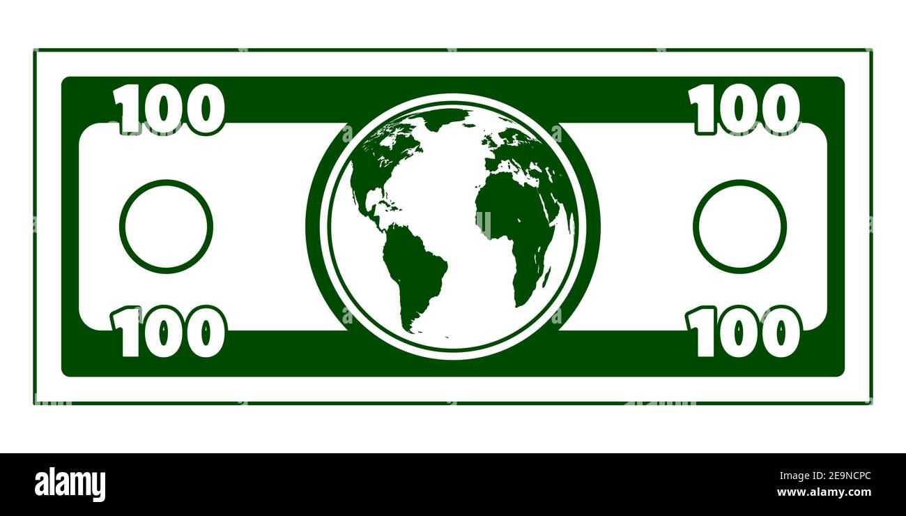Immagine dell'icona della valuta astratta della mappa del globo. Elementi di questa immagine forniti dalla NASA. Fonte della mappa: http://visibleearth.nasa.gov/view.php? Illustrazione Vettoriale