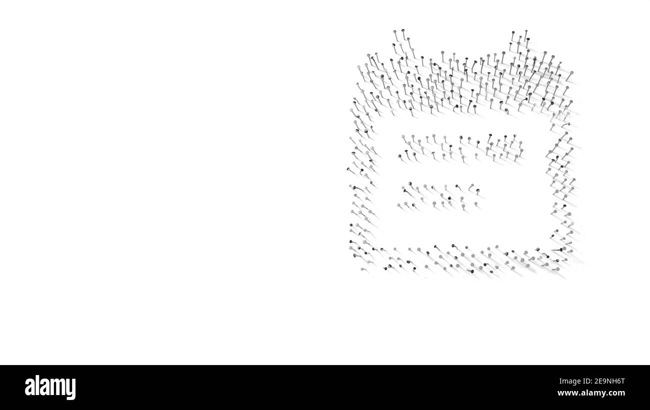rendering 3d delle unghie in forma di simbolo del calendario con due linee con ombre isolate su sfondo bianco Foto Stock