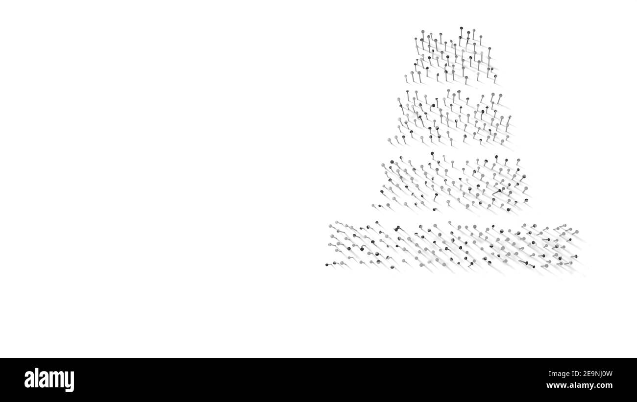 rendering 3d delle unghie in forma di simbolo del traffico cono con ombre isolate su sfondo bianco Foto Stock