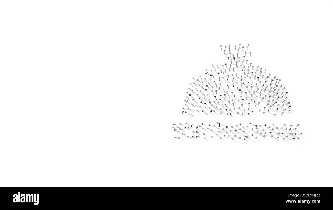 rendering 3d di unghie a forma di simbolo dell'hotel campana di portineria con ombre isolate su sfondo bianco Foto Stock