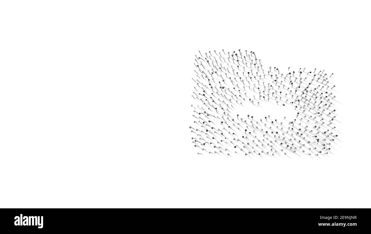 rendering 3d delle unghie a forma di simbolo dell'ufficio cartella con il simbolo meno con ombre isolate su sfondo bianco Foto Stock