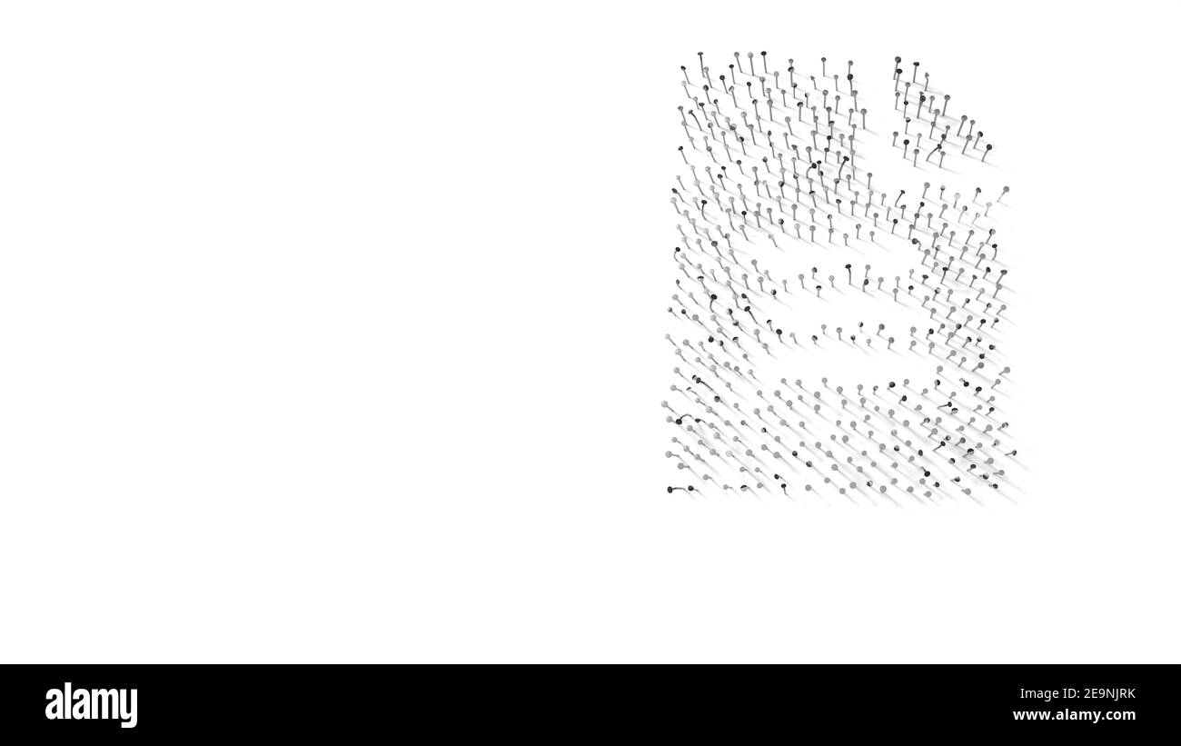 rendering 3d di unghie a forma di simbolo di carta con angolo piegato e testo con ombre isolate su bianco sfondo Foto Stock