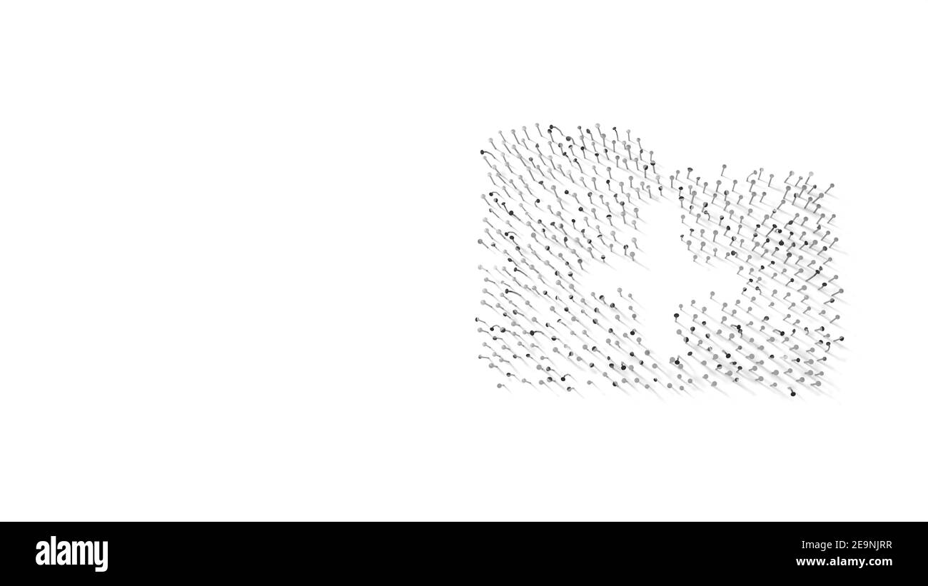 rendering 3d delle unghie a forma di simbolo dell'ufficio cartella con il simbolo più con ombre isolate su sfondo bianco Foto Stock