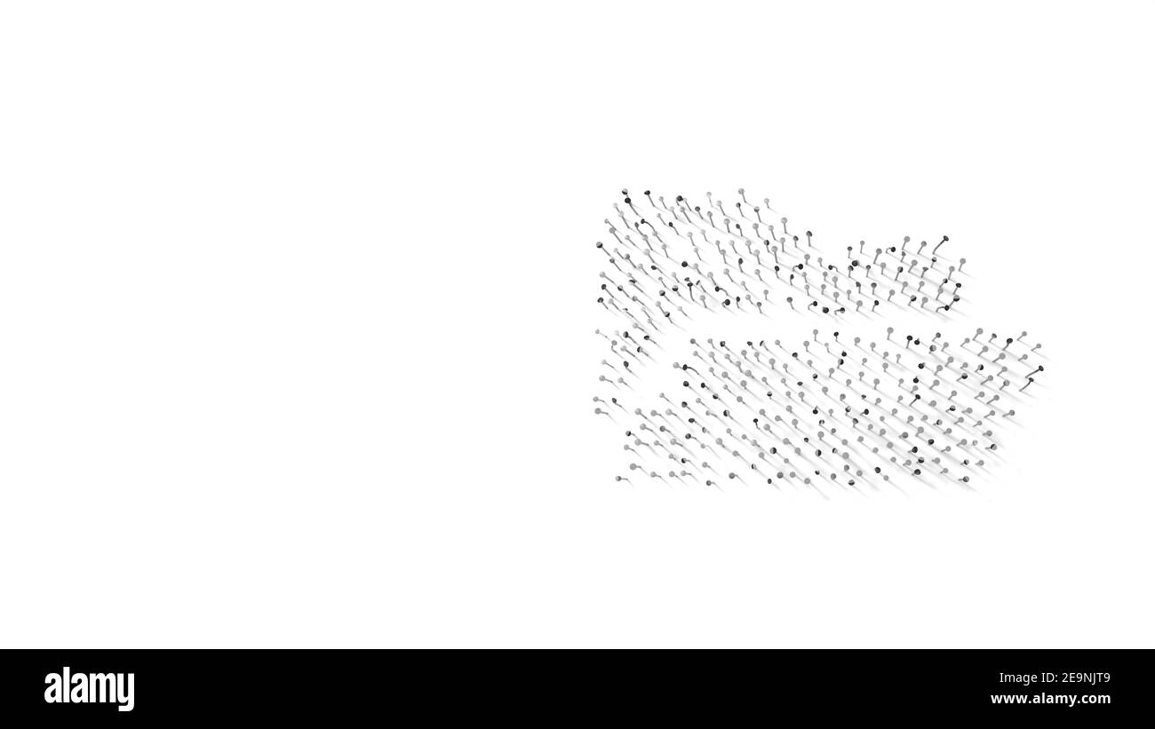 rendering 3d delle unghie a forma di simbolo di apertura cartella con ombre isolate su sfondo bianco Foto Stock