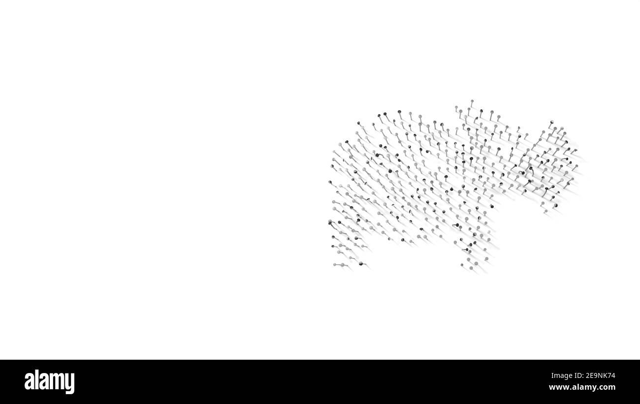 rendering 3d di unghie a forma di simbolo di ippopotamo dal profilo con ombre isolate su sfondo bianco Foto Stock