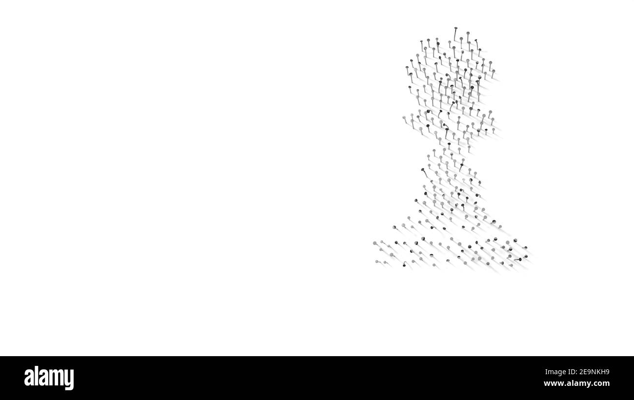 rendering 3d di unghie a forma di simbolo di scacchi figura di pawn con ombre isolate su sfondo bianco Foto Stock