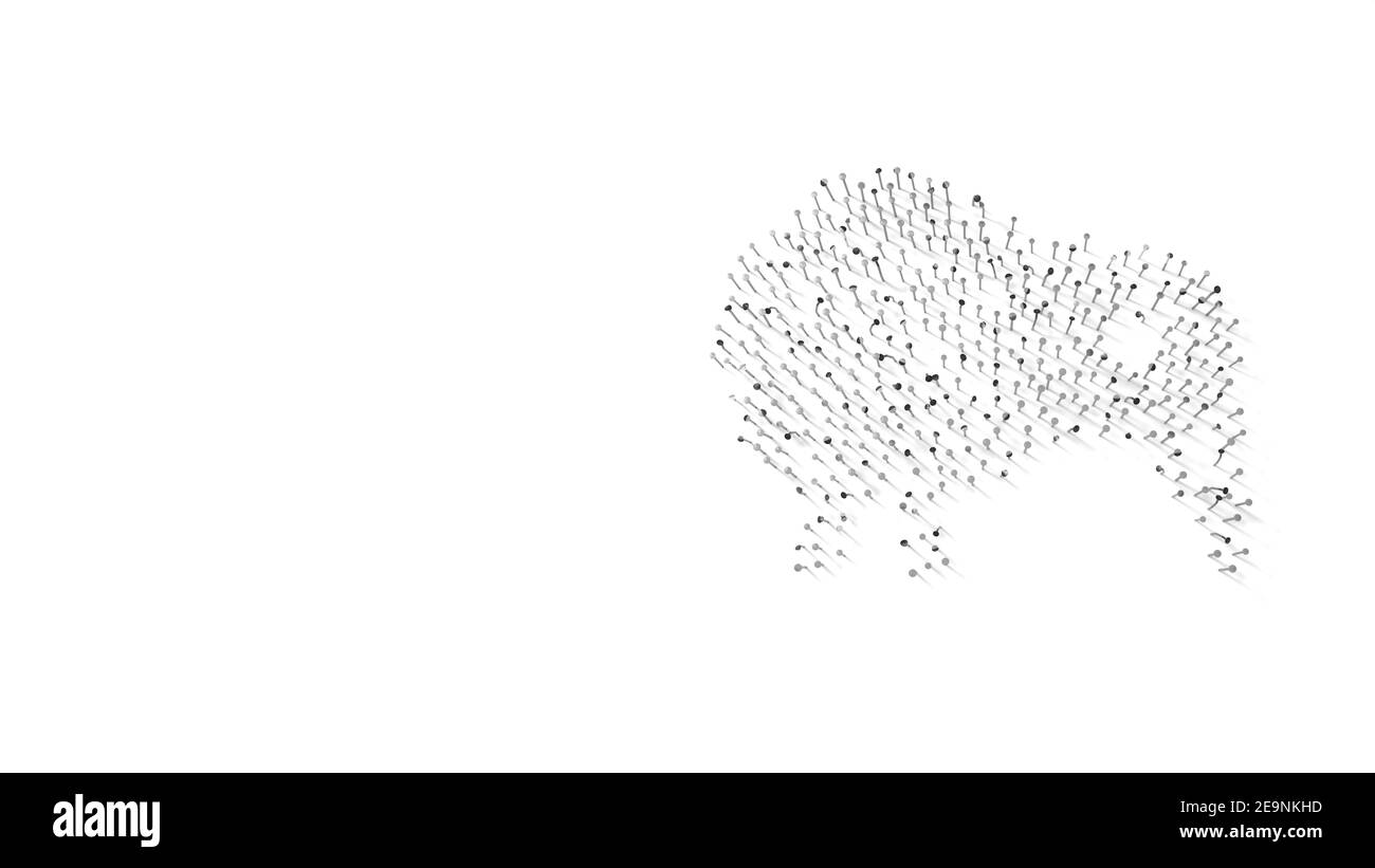 rendering 3d di unghie a forma di simbolo del kiwi uccello con ombre isolate su sfondo bianco Foto Stock