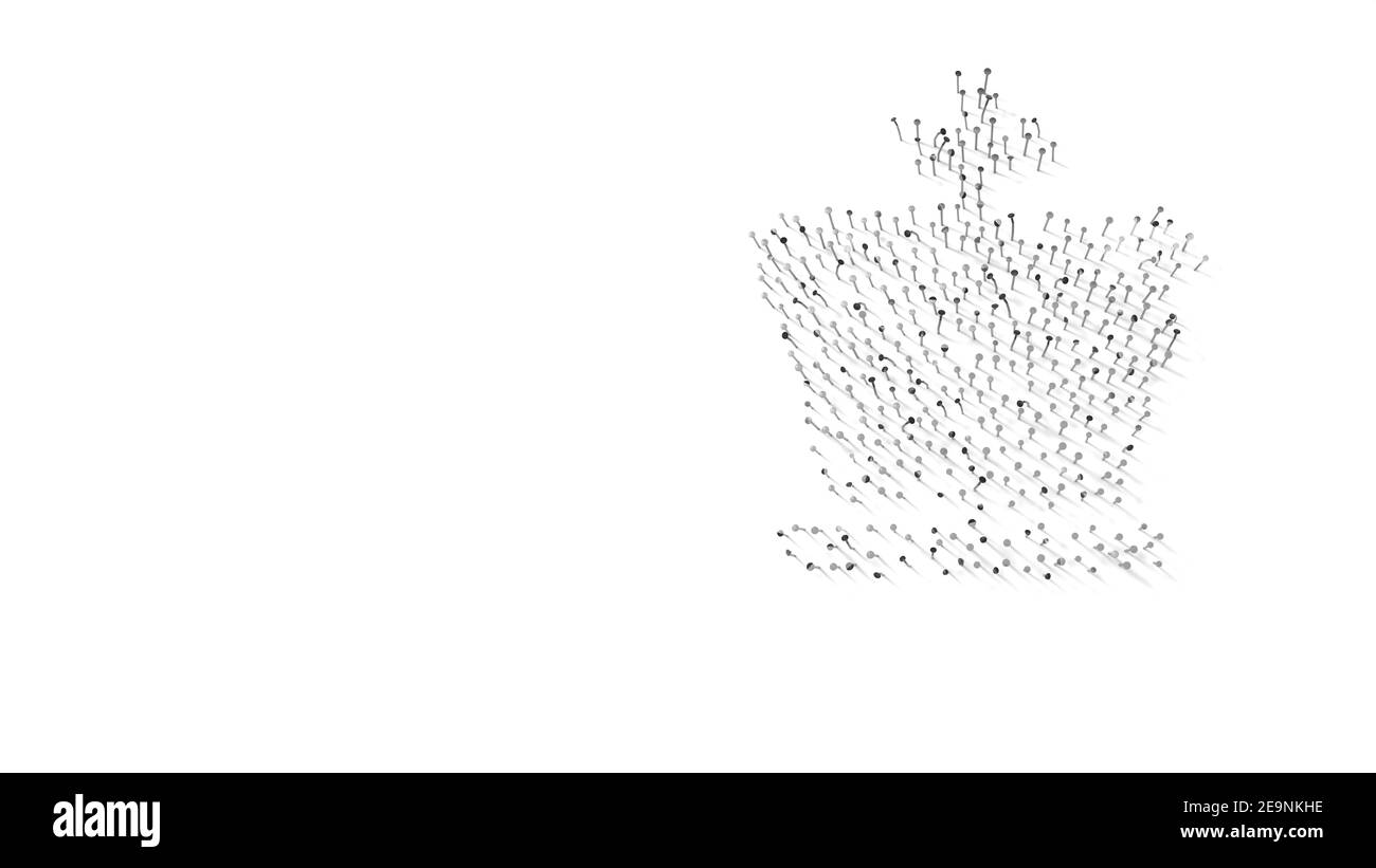 rendering 3d di unghie a forma di simbolo di scacchi figura del re con ombre isolate su sfondo bianco Foto Stock