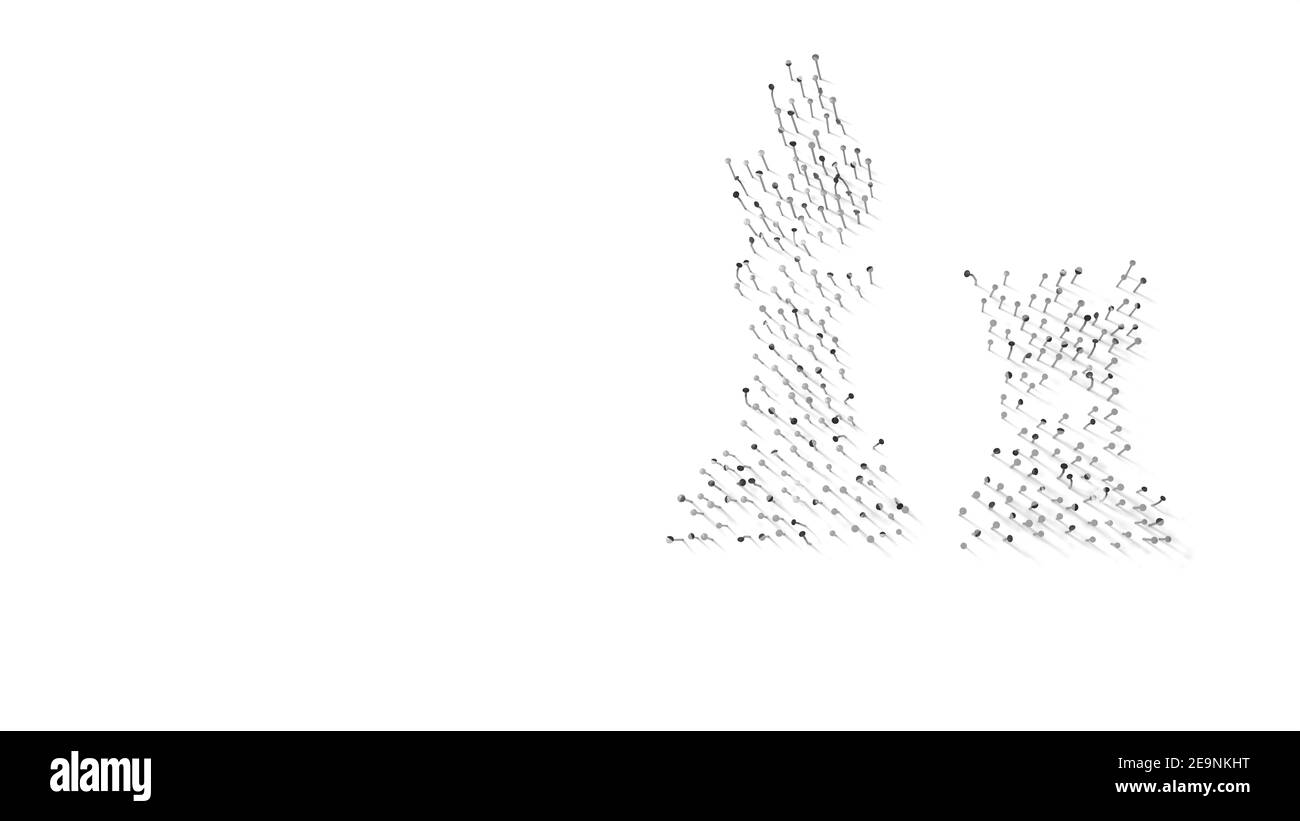 rendering 3d di unghie a forma di simbolo di scacchi figure del re e del rook con le ombre isolate su sfondo bianco Foto Stock