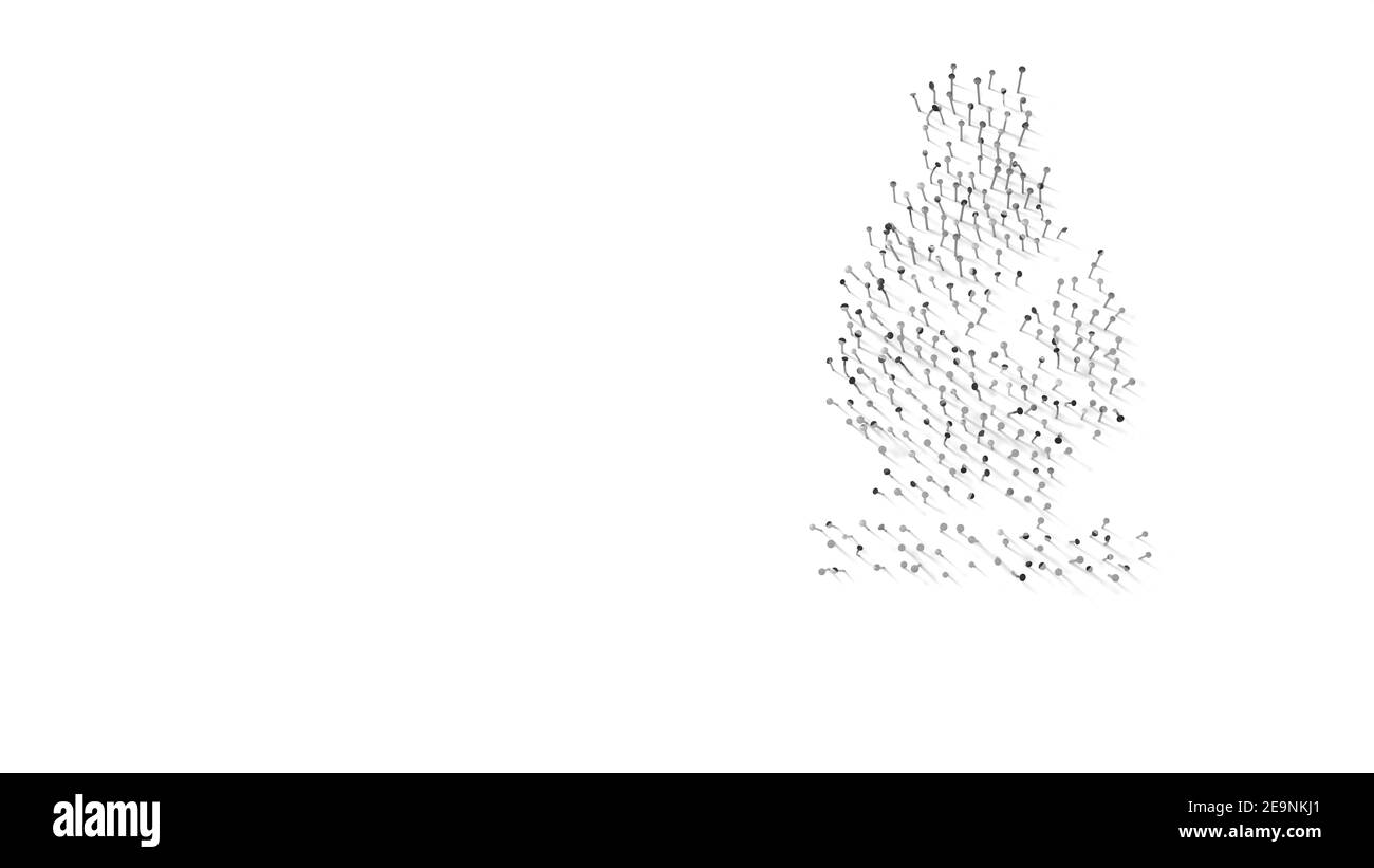 rendering 3d di unghie a forma di simbolo di scacchi figura vescovile con ombre isolate su sfondo bianco Foto Stock