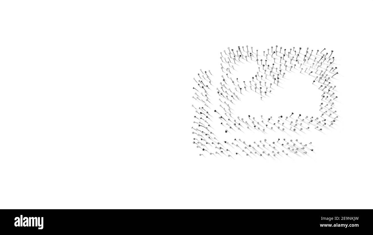 rendering 3d di unghie a forma di simbolo di due immagini con paesaggio con ombre isolate su sfondo bianco Foto Stock