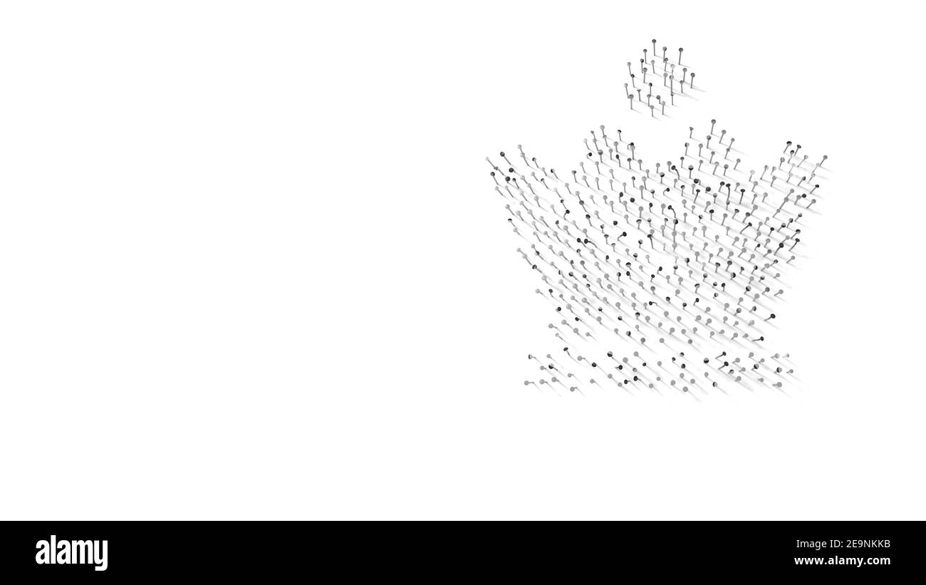 rendering 3d di unghie a forma di simbolo di scacchi figura regina con ombre isolate su sfondo bianco Foto Stock