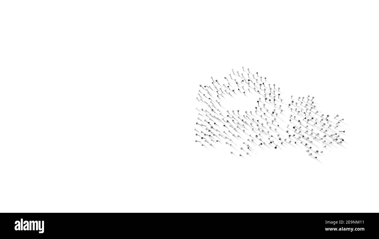 rendering 3d delle unghie in forma di simbolo di movimento auto con ombre isolate su sfondo bianco Foto Stock