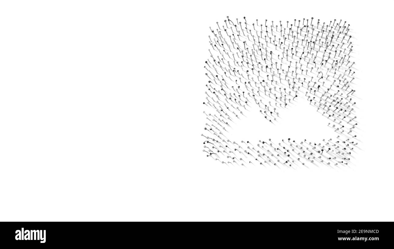 rendering 3d delle unghie a forma di simbolo dell'immagine con montagne in quadrato arrotondato con ombre isolate su bianco sfondo Foto Stock