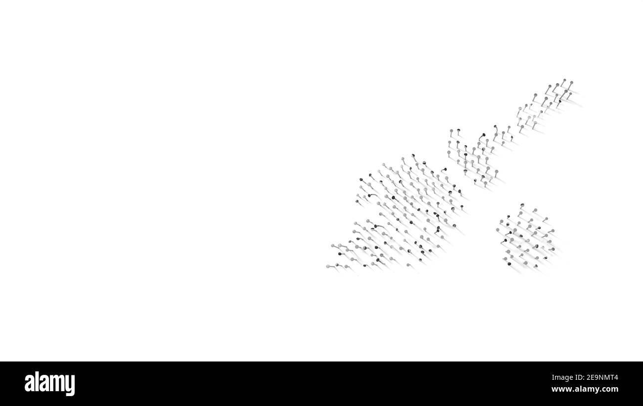 rendering 3d di unghie a forma di simbolo di scopa e palla con ombre isolate su sfondo bianco Foto Stock