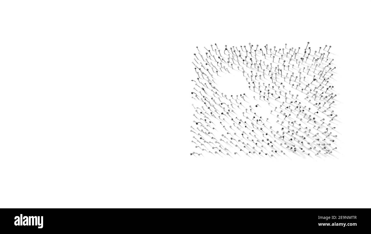 rendering 3d delle unghie a forma di simbolo dell'immagine di montagna e sole con ombre isolate su sfondo bianco Foto Stock