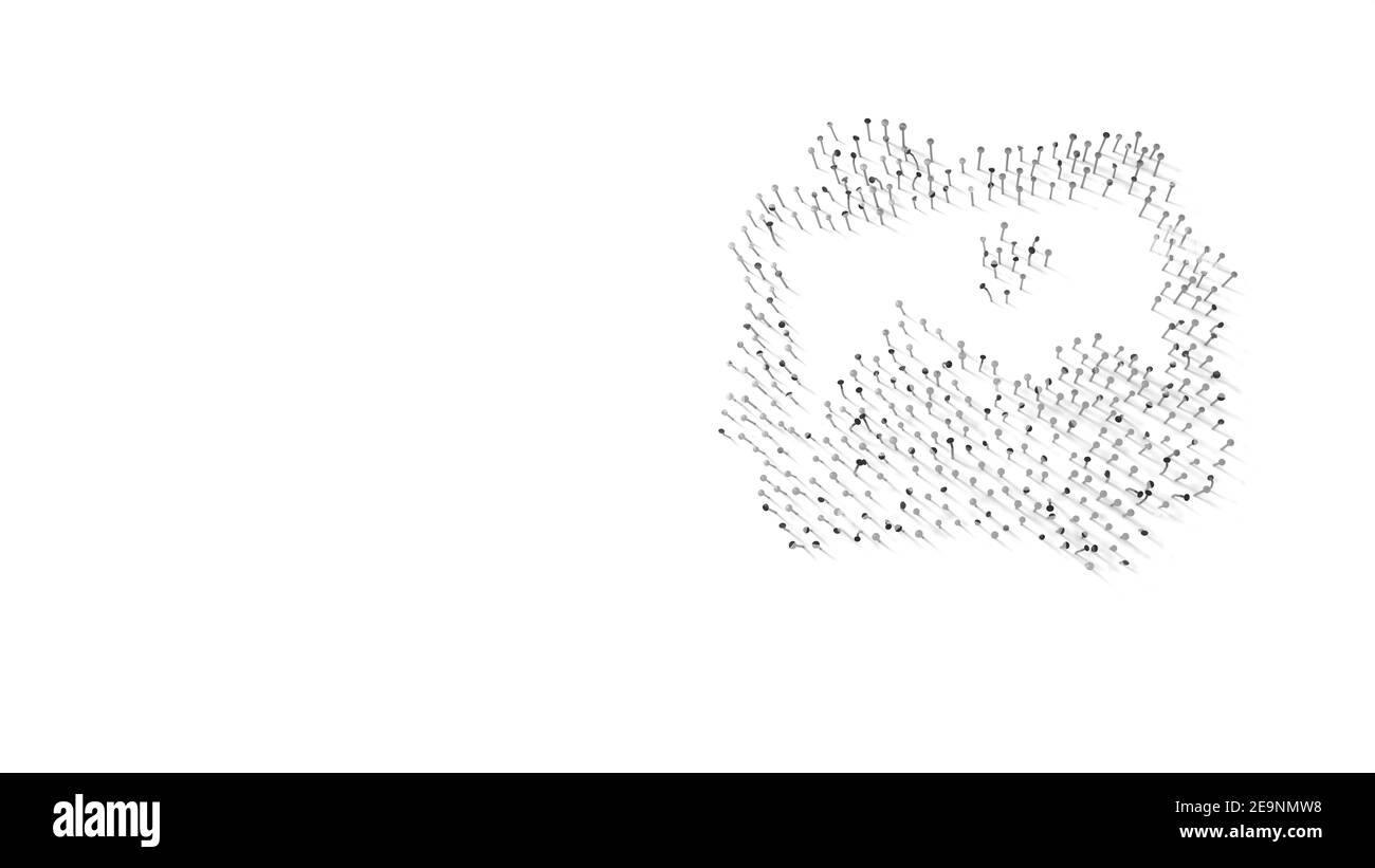 rendering 3d delle unghie a forma di simbolo dell'immagine di montagna e sole con ombre isolate su sfondo bianco Foto Stock