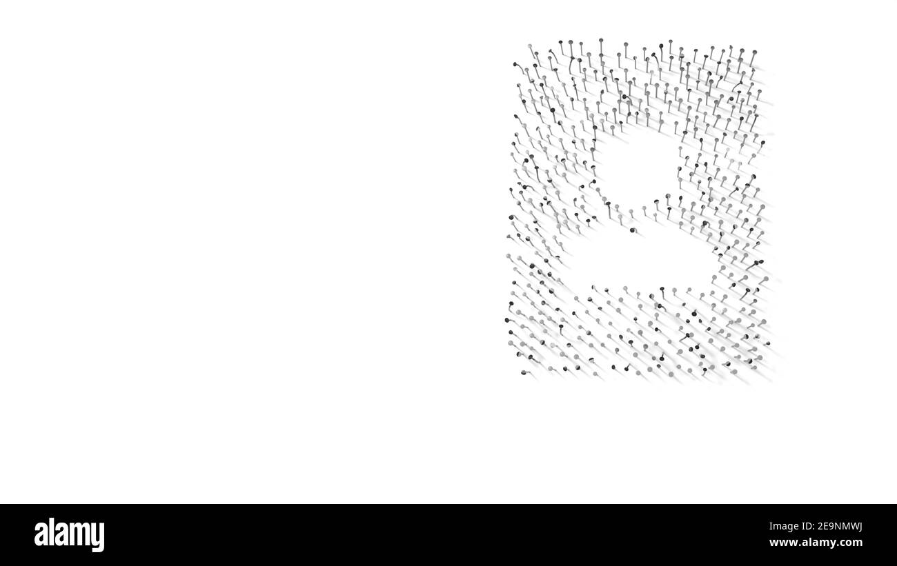 rendering 3d di unghie a forma di simbolo di rettangolare scheda con ritratto della persona con ombre isolate su sfondo bianco Foto Stock