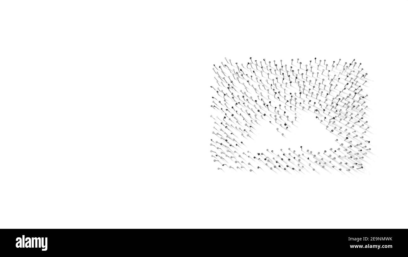 rendering 3d di unghie a forma di simbolo di montagna in un rettangolo arrotondato con ombre isolate su sfondo bianco Foto Stock