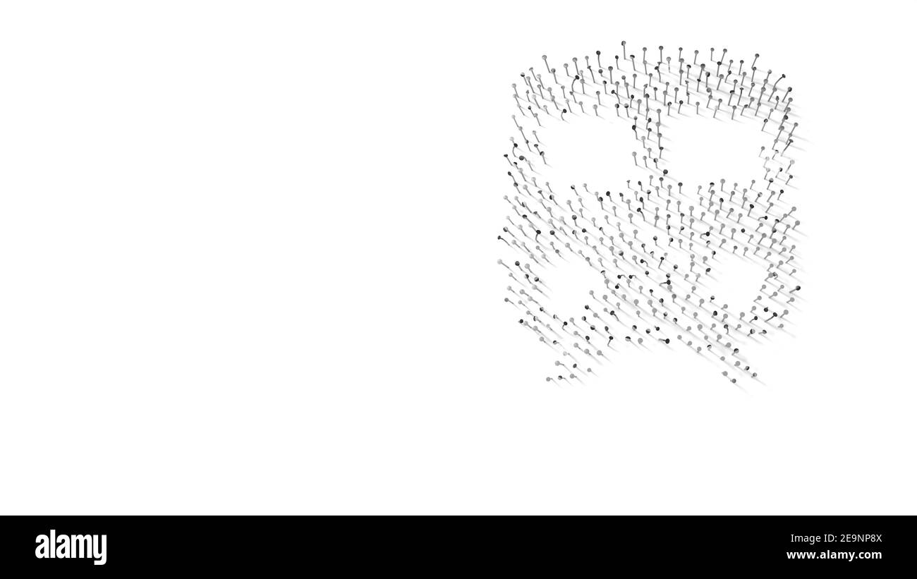 rendering 3d di unghie a forma di simbolo di treno dalla vista frontale con ombre isolate su sfondo bianco Foto Stock