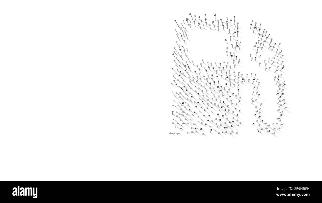 rendering 3d di chiodi in forma di simbolo di gas stazione per auto con ombre isolate su sfondo bianco Foto Stock