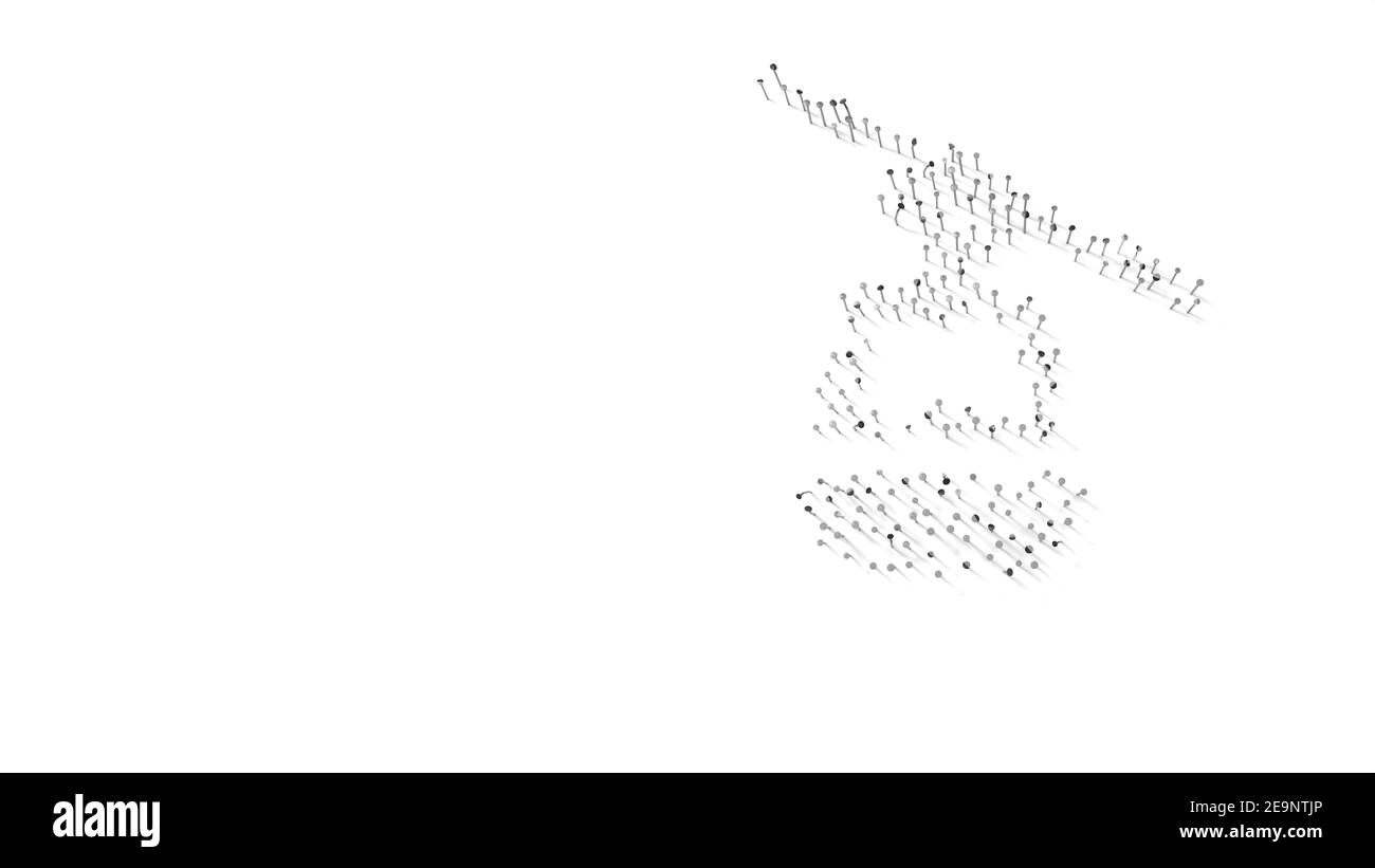rendering 3d di unghie a forma di simbolo di testa funivia in montagna con ombre isolate su bianco sfondo Foto Stock