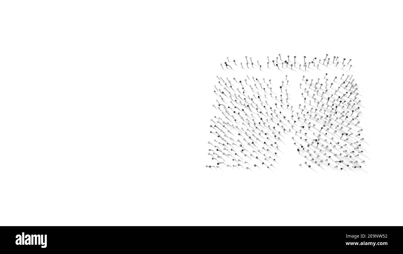 rendering 3d di unghie a forma di simbolo di costume da bagno per gli uomini con ombre isolate su sfondo bianco Foto Stock