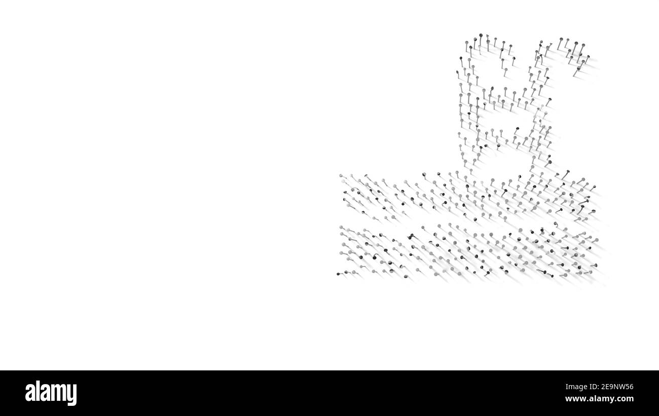 rendering 3d di unghie a forma di simbolo di nuoto pool acqua onde con scala con ombre isolate su bianco sfondo Foto Stock