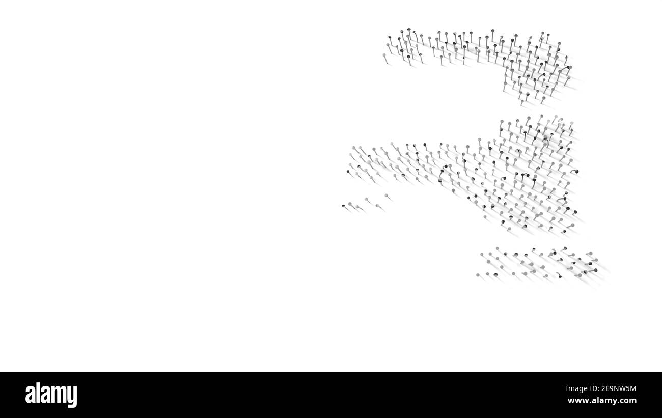 rendering 3d delle unghie a forma di simbolo del rubinetto per il flusso d'acqua con ombre isolate su sfondo bianco Foto Stock