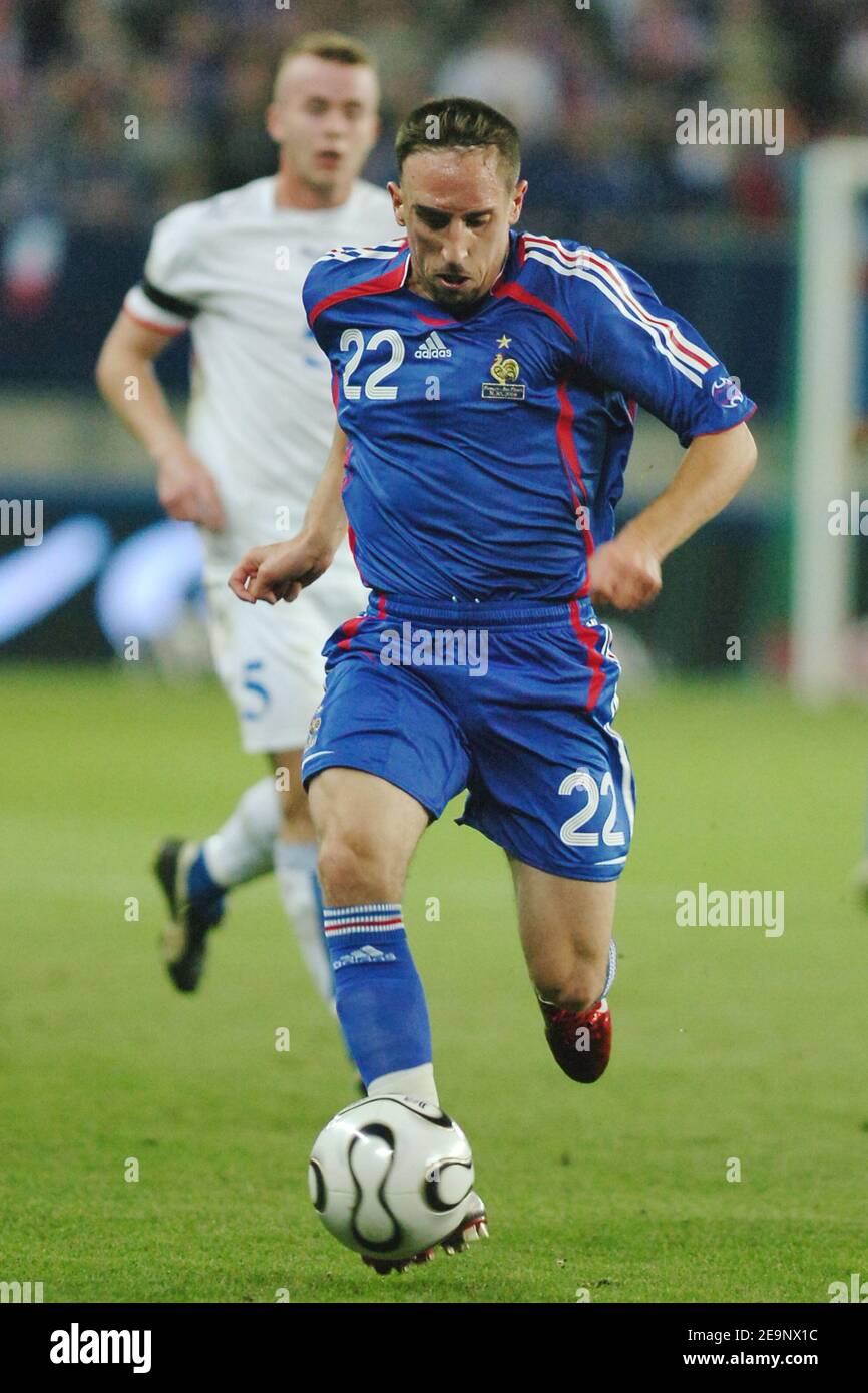 Francia Franck Ribery in azione durante la Coppa europea UEFA 2008 Gruppo B partita di qualificazione Francia vs Isole Feroe allo Stade Bonal, a Montbeliard, Francia, il 11 ottobre 2006. La Francia ha vinto 5-0. Foto di Nicolas Gouhier/Cameleon/ABACAPRESS.COM Foto Stock