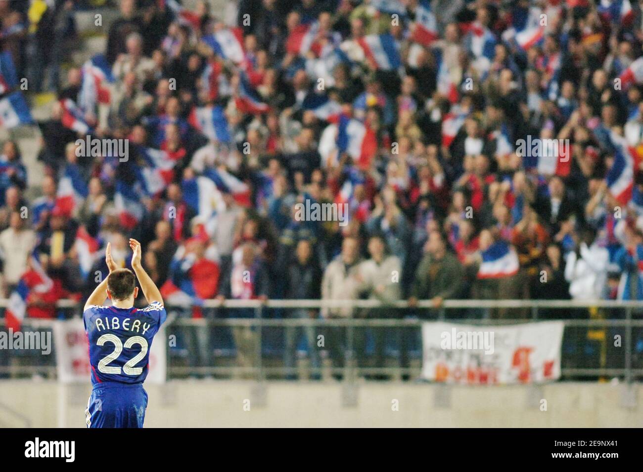 Francia Franck Ribery nel corso della Coppa europea UEFA 2008 Gruppo B partita di qualificazione Francia vs Isole Feroe allo Stade Bonal, a Montbeliard, Francia, il 11 ottobre 2006. La Francia ha vinto 5-0. Foto di Nicolas Gouhier/Cameleon/ABACAPRESS.COM Foto Stock