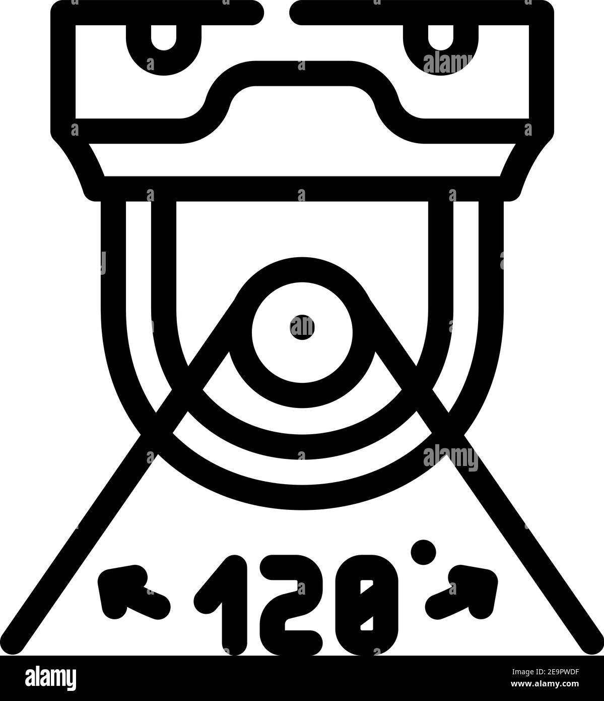 immagine vettoriale dell'icona della linea della telecamera dell'angolo di visualizzazione Illustrazione Vettoriale