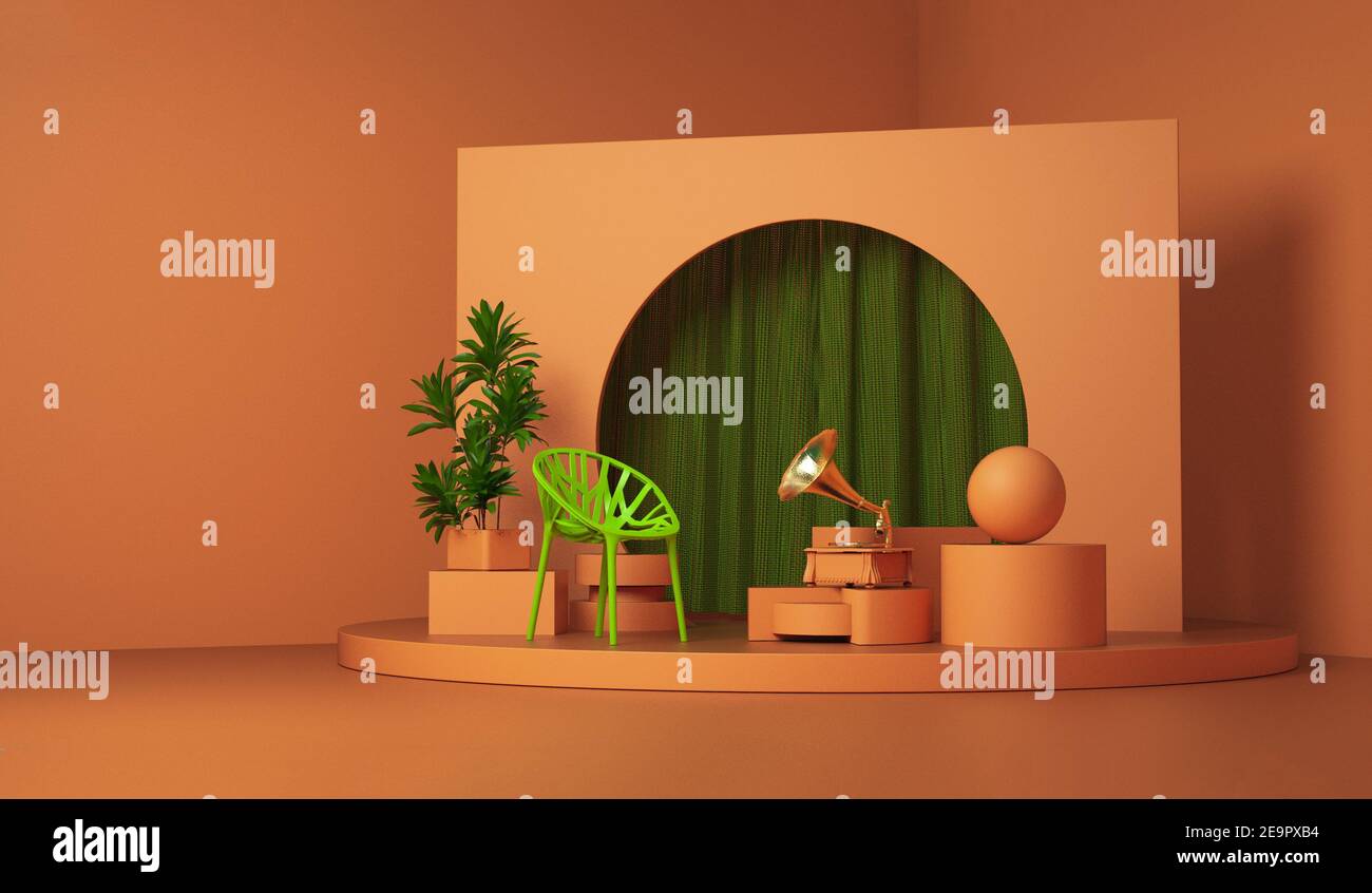 Forma in uno scenario 3d minimo dall'aspetto moderno Foto Stock