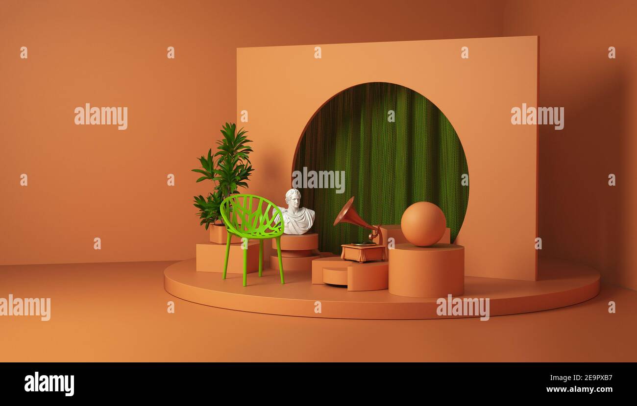 Forma in uno scenario 3d minimo dall'aspetto moderno Foto Stock