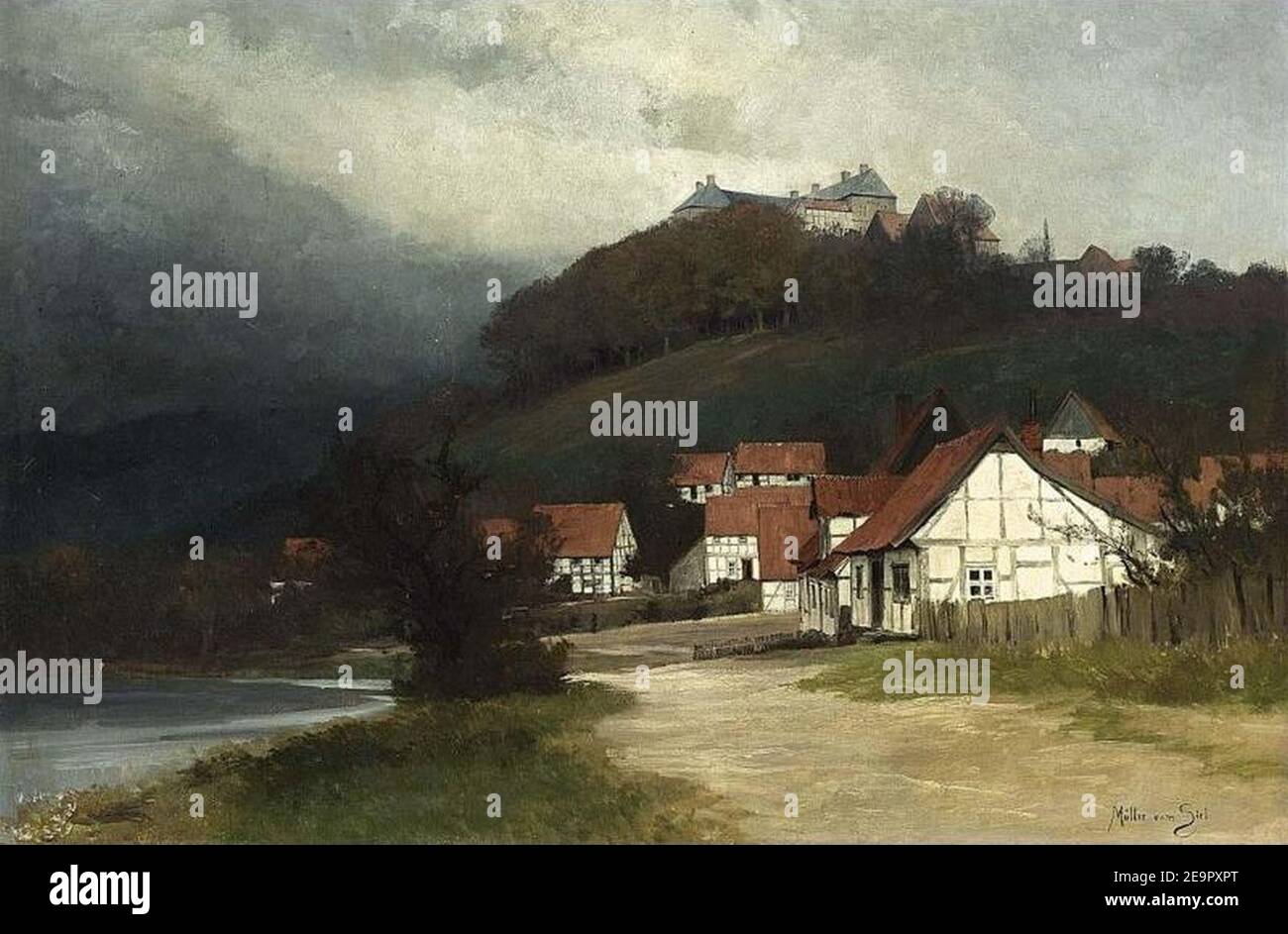 Georg Müller vom Siel - Weißes Haus in Landschaft. Foto Stock