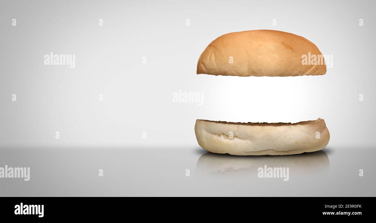 Hamburger pane di panino come panini vuoti con copia di sfondo spazio. Foto Stock