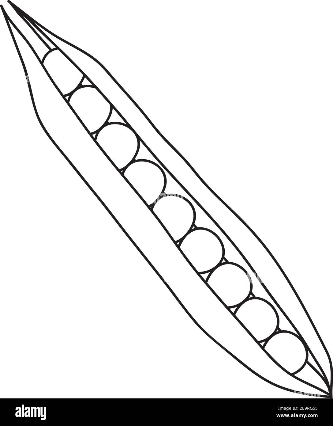 piselli nell'icona del pod su sfondo bianco, stile della linea, illustrazione vettoriale Illustrazione Vettoriale