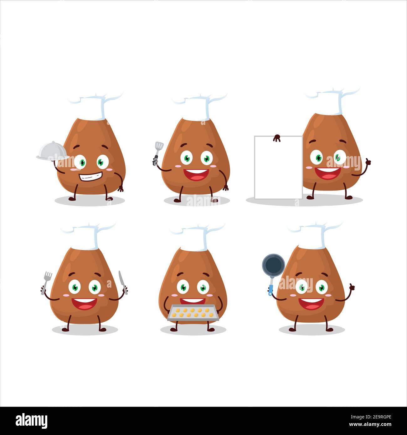 Personaggio cartoon di mamey con varie emoticon chef. Illustrazione vettoriale Illustrazione Vettoriale