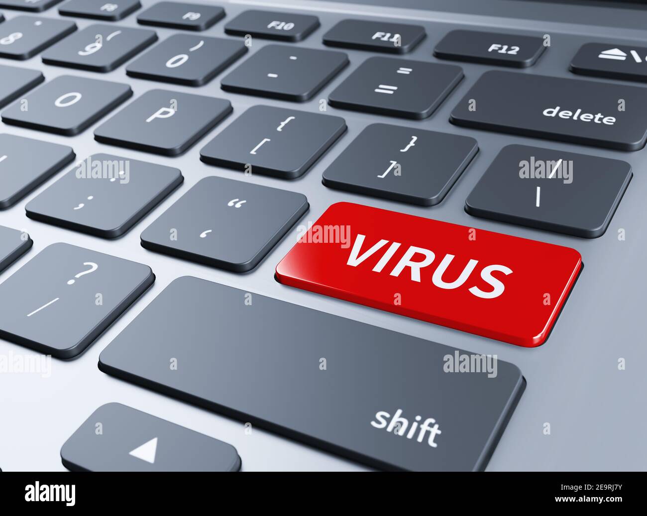 Scritto virus parola su tastiera blu Button.illustrazione 3d Foto Stock