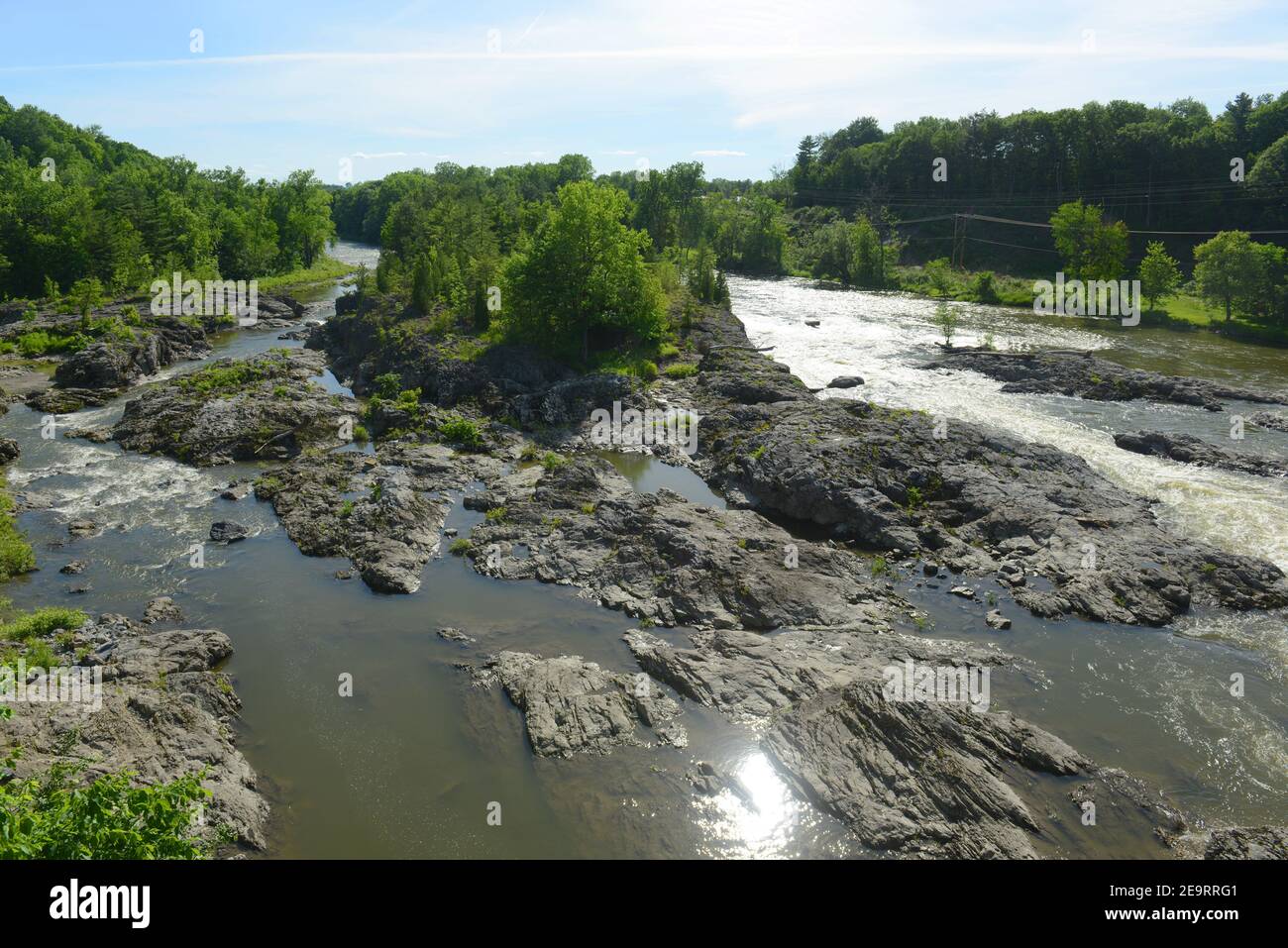 Winooski River nel villaggio di Essex Junction, Vermont VT, Stati Uniti. Foto Stock