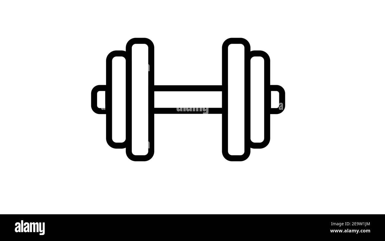 Vettore isolato Illustrazione di un Dumbbell. Icona a forma di simbolo della campana nera e bianca Illustrazione Vettoriale