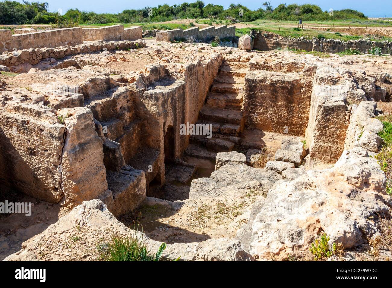 Tombe dei Re vicino Paphos Cipro una necropoli del IV secolo AC, di camere di sepoltura del romano ellenico che è un popolare destinazione turistica Foto Stock