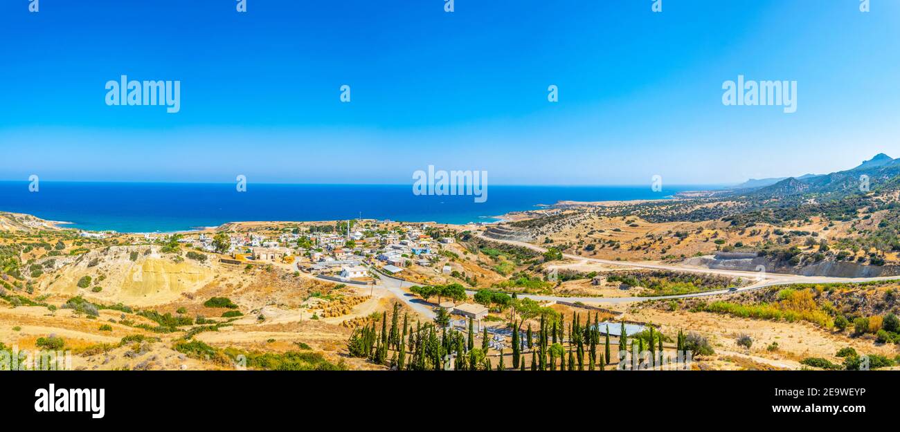 Veduta aerea del villaggio di Kaplica nel nord di Cipro Foto Stock