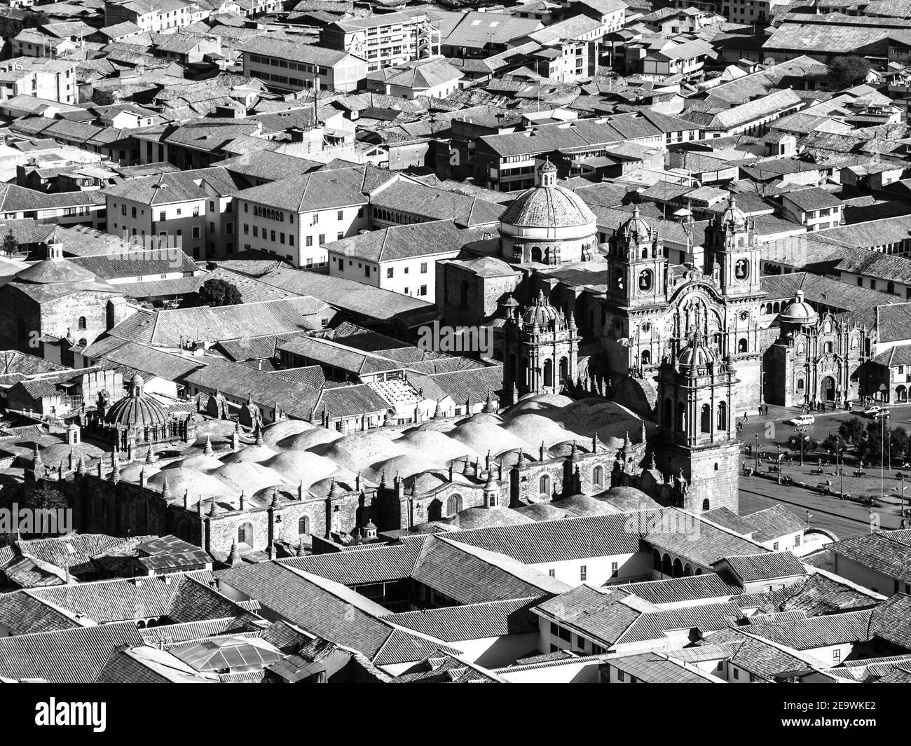 Veduta aerea della Cattedrale su Plaza de Armas, Cusco, Perù Foto Stock