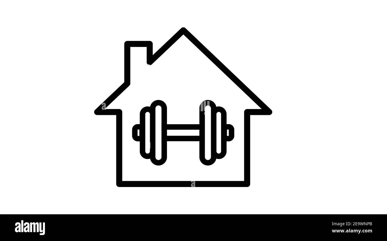 Vettore isolato Illustrazione di una palestra. Icona della palestra in bianco e nero con un simbolo della Dumbbell Illustrazione Vettoriale