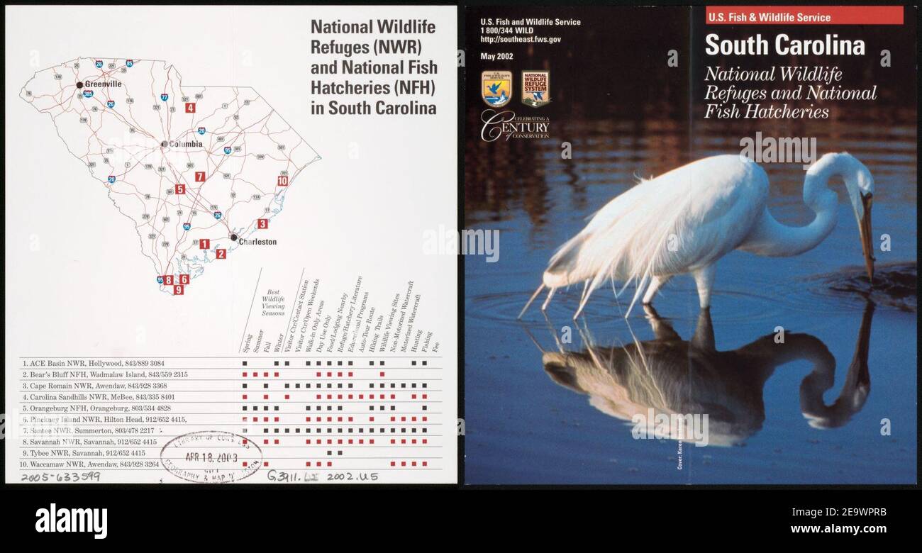 National Wildlife Refuges (NWR) e National Fish Hatcheries (NFH) in Carolina del Sud Foto Stock
