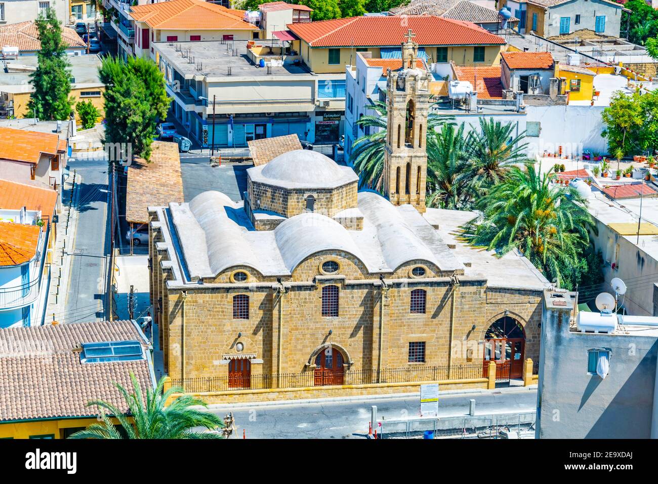 Veduta aerea della Chiesa dell'Arcangelo Michele Trypiotis a Nicosia, Cipro Foto Stock