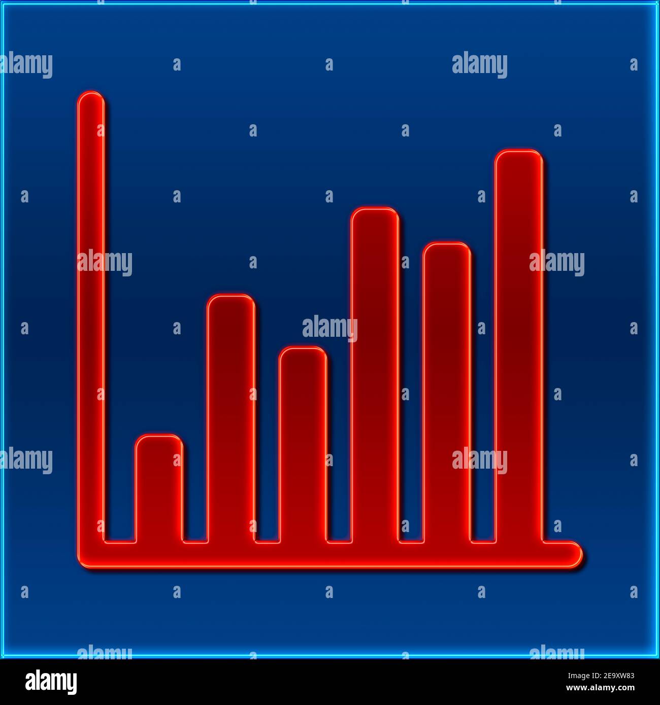 Grafico a barre nel disegno di un cartello al neon Foto Stock